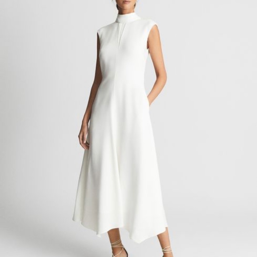 NWT REISS White Livvy Mock Neck Maxi Dress - UK 8/ US 4 - Picture 2 of 16